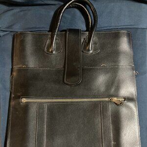 Vintage black leather tote